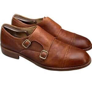 Trask Lathan Cognac Brown Leather Double Monk Strap Dress Shoe Men 11